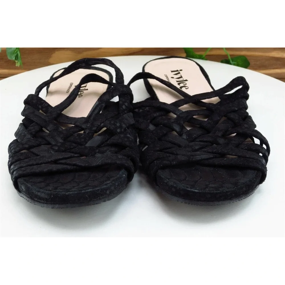 Ivylee Copenhagen Sz 38 M Black Slide Leather Women Sandals - Picture 2 of 7